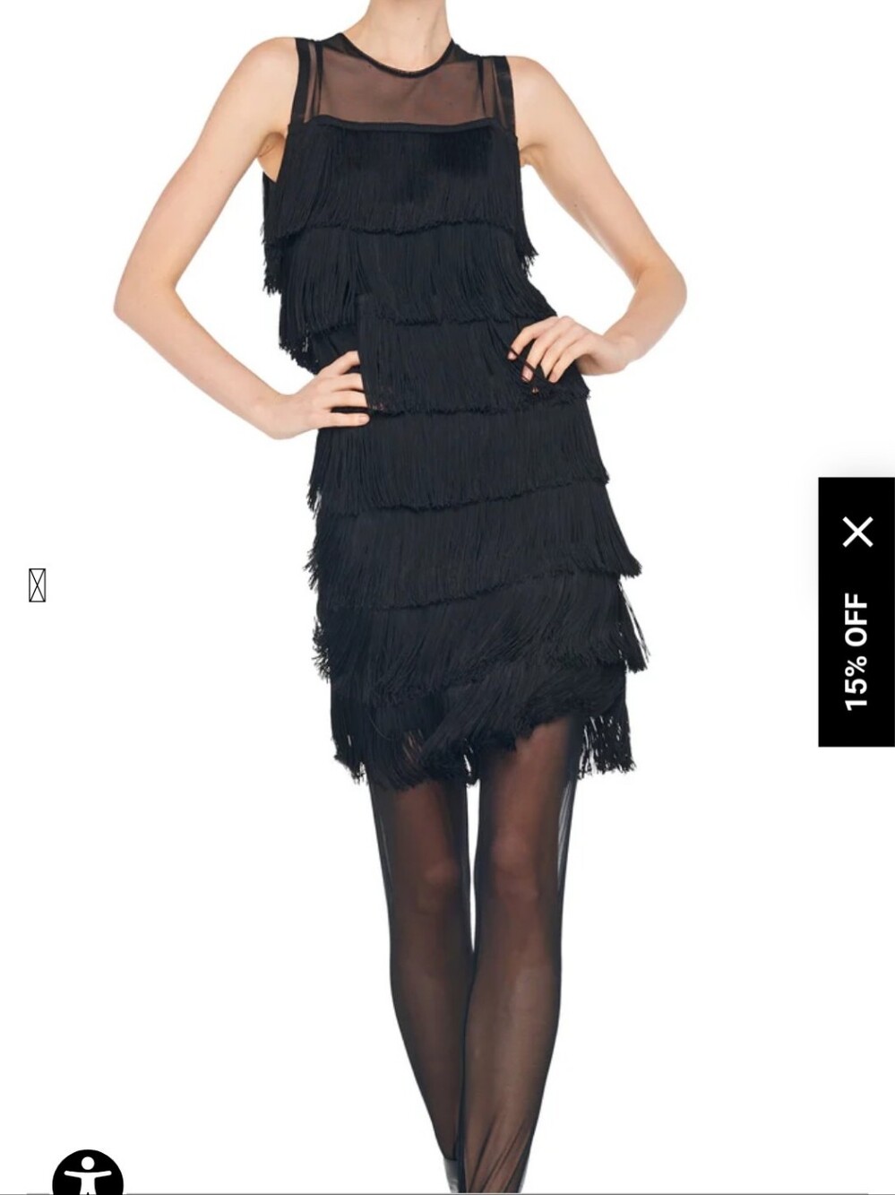 Sleeveless Norma Kamali Black Fringe  Dress.  52" Long. Size M.    Never Worn